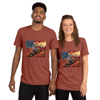 Short sleeve Unisex t-shirts, Unisex T-Shirt, Beyond the Walls, Pigman Motorcycle escaping city - Waldo Fashion