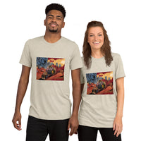 Short sleeve Unisex t-shirts, Unisex T-Shirt, Beyond the Walls, Pigman Motorcycle escaping city - Waldo Fashion